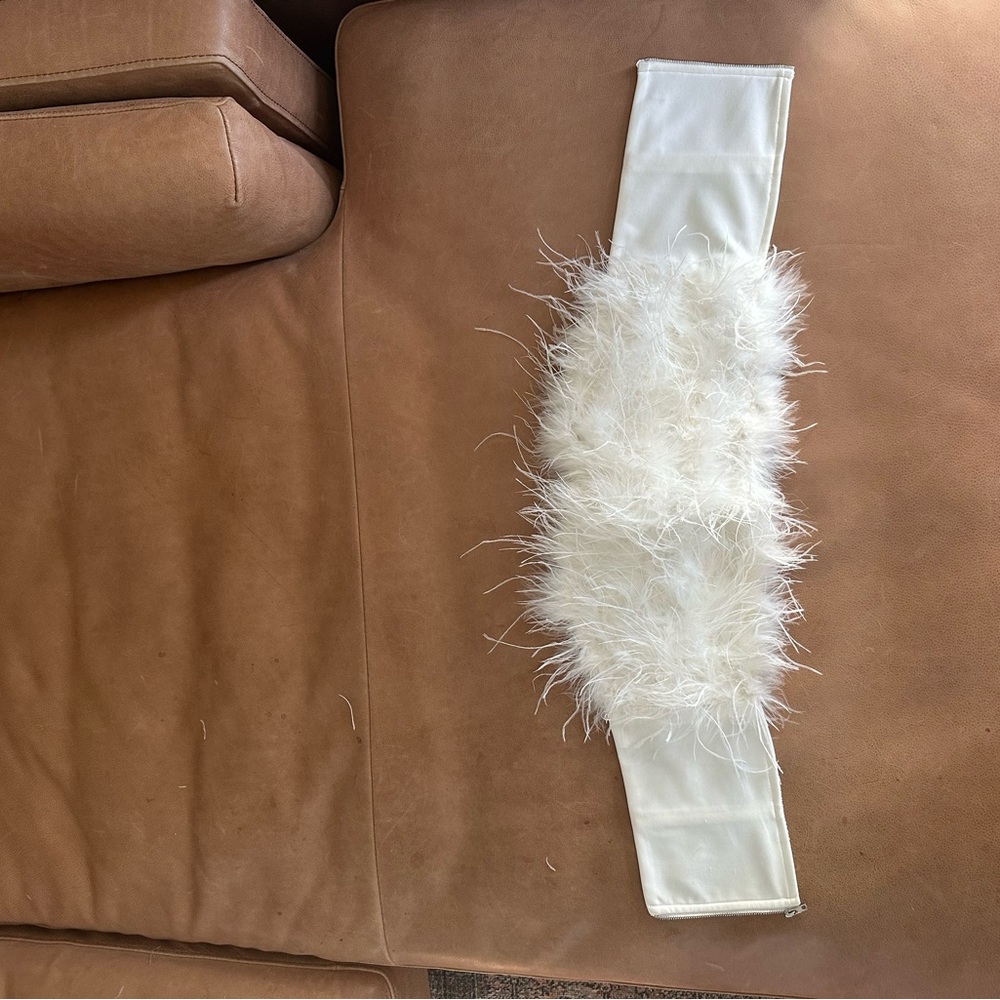 12th Tribe White Feathered Crop Top